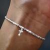 Pulsera de anillo de color plata para mujer, diseño de nicho de verano, moderna, sencilla, con cuerda de mano, joyería brillante de viento frío.