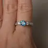 Desejo Anel Azul Marinho Novo Mais Vendido Europeu e Americano Proposta Noivado Joias Simples Par Casamento Joias Atacado