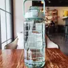 Vaso de Agua de Plástico de Gran Capacidad, de Aspecto Moderno para Verano, Vaso Espacial Simple y Portátil, Vaso con Tapa Pop-Up y Popote para Deportes al Aire Libre y Fitness