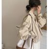 Chic Coreano Otoño Retro Francés Cuello de Solapa Dos Botones Holgada Casual Chaqueta Corta Cortavientos de Manga Larga para Mujer Tendencia