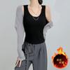 Nova Camisa Base Interna Outono Feminina Marcação Fleece Forrado Colete Térmico Feminino Almofada no Peito Roupa Externa Justa Roupa Íntima Térmica