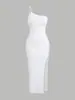 Temporada de Regreso a Clases Comercio Exterior Transfronterizo Vestido de Noche Fiesta Mujer Cuello de Una Sola Línea Vestido Tipo Tubo Espalda Descubierta Sexy Falda Larga con Abertura Alta