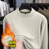 Sudadera de felpa gruesa de 520 g para hombre, nuevo estilo de invierno 2025, cuello semi-alto casual, capa base cálida