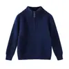 Suéter 100% Lana Niño y Niña Cuello Semi Alto Media Cremallera Suéter Base Engrosado Niños y Niñas Otoño Invierno Cachemir Tejido Superior