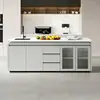 Gabinete Integrado para Bebedouro de Escritório, Ilha de Cozinha com Pia, Aparador, Estação de Trabalho para Café, Armário de Chá em Mármore