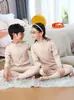 25 Conjunto de Roupa Íntima Térmica Infantil com Gola Alta Outono e Inverno, Cores Sólidas, Para Meninos e Meninas, Pijama de Bebê