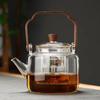 Tetera de vidrio de borosilicato resistente a altas temperaturas, tetera de madera maciza, tetera integrada para separación de té.