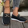 Mocasines de mujer talla grande transfronterizos 2025 primavera y otoño nuevos cómodos retro slip-on casuales planos
