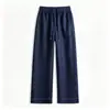 Nova moda feminina de outono: calça jeans reta com costura contrastante, corte solto, cintura média versátil, calça longa casual de perna larga fluida para mulheres