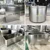 Caixa de Flores de Aço Inoxidável Canteiro de Flores Metálico Externo Vaso de Flores Acabado Combinação de Calha de Flores Externa para Rua Comercial Vaso de Flores Redondo