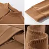 Nova Blusa de Moletom Waffle Meio Zíper Céu Estrelado Outono/Inverno em Tencel e Lã Camel, Gola Alta Casual de Caimento Solto