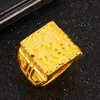 Anillo de Oro Arena Vietnamita para Hombre, Retención de Color Duradera, Anillo Abierto que Mejora la Riqueza, Estilo Étnico, Anillo de Imitación de Oro de Aleación de Cobre Real