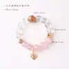 Pulsera de Cristal Rosa Dulce con Puntadas de Cristal Blanco para Niña, Pulsera Grande de Grano Blanco para Mujer, Estilo Nacional Personalidad Nicho Cuentas de Cristal al por Mayor