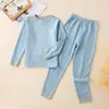 Conjunto de Ropa Interior Térmica de Otoño e Invierno para Adolescentes, Lana y Seda, Pijama Caliente para Niños, Ropa Interior con Forro de Polar para Estudiantes Niñas para Invierno