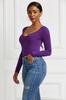 Mono sexy de manga larga con cuello redondo, color liso, para mujer, estilo europeo y americano, Amazon Wish, otoño, talla 6, 10 colores