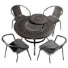 Mesas y Sillas para Barbacoa de Exterior, Mesa para Barbacoa Eléctrica de Olla Caliente de Aluminio Fundido para Exteriores Comercial, Mesa y Sillas de Comedor con Parrilla de Carbón para Exteriores de Jardín