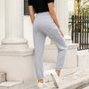 Amazon Wish Transfronterizo 2024 Nuevos Pantalones Deportivos Casuales de Color Puro Europeo y Americano de Cintura Alta Pierna Ancha con Cordón Levanta Glúteos para Mujer