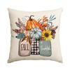 Funda de Almohada Otoño Acción de Gracias Comercio Exterior Transfronterizo Xiyin-Hecho Funda de Almohada Calabaza Hoja de Arce Estampado Almohada Decorativa