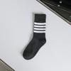 Meias de cano médio com listras em quatro cores, cinza, meias de primavera e outono, meias femininas de comprimento médio, longas, estilo japonês, famosas na internet, esportivas, jk, meias da moda ins
