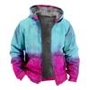 2024 Transfronterizo Impresión 3D Tie-dye con forro polar Engrosado Doble Forro Terciopelo Grueso Chaqueta Acolchada de Algodón Cremallera Bolsillo Excavado Cálida Chaqueta Acolchada de Algodón