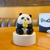 Escultura em madeira original estilo bonito Panda pequena decoração criativa Boneca dos Desenhos Animados carro decoração de mesa em casa