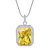 Tiktok transmisión en vivo diamante rectangular color tesoro colgante aretes de botón anillo venta caliente cuadrado rosa amarillo diamante cristal juego de joyería