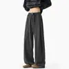 Pantalones Casuales Rectos de Estilo Nuevo para Hombre Primavera 2026 con Costuras Expuestas, Diseño de Cinturón, Talla Grande, Pantalones Casuales Versátiles