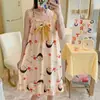 Pijama Camisola Vestido de Noite para Meninas com Laço, Camisola de Seda de Leite, Vestido Camisola de Comprimento Médio, Roupa de Dormir, Estilo Preguiçoso