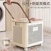 Cesta para ropa sucia, cesta de almacenamiento para ropa sucia debajo del estante del gabinete del baño con ruedas, diseño hueco, para uso doméstico, cesta de almacenamiento para baño para artículos varios, cesta de lavandería