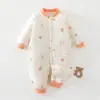 Macacão Espesso para Bebê Outono e Inverno Roupas para Recém-Nascidos Algodão Puro Acolchoado Quente para Sair Macacão Roupas de Engatinhar Inverno