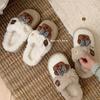 Chinelos de Casa Quentinhos Casuais e Estilosos de Inverno para Mulheres com Laço e Design de Urso, Doces e Fofos na Moda Estilo Ins
