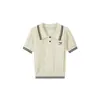 Verão 2026 Novo Estilo College Blusa Tricô Manga Curta Gola Polo Color Block LXY