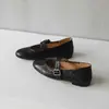 Sapatos femininos outono estilo Mary Jane Chanel em pele de carneiro macia, totalmente em couro por dentro e por fora, mocassins com tira plana para mulheres
