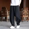Ropa para hombre de estilo chino nuevo, pantalones jogger tipo harén de lino Tencel, pantalones deportivos finos de verano estilo chino de talla grande, holgados, de marca moderna