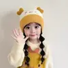 Gorro de punto cálido con orejeras, diseño de caricatura, adecuado para otoño e invierno, lindo y grueso, unisex, estilo moderno para bebés y niños