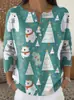 Moletom de Natal Transfronteiriço Novo Estilo Gola V Abotoado Manga Longa Outono e Inverno Estampado Moda Jaqueta Suéter Personalizada para Mulheres