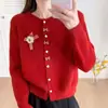 Nuevo suéter de punto floral estilo coreano para otoño e invierno para mujer - elegante, dulce, moderno, rejuvenecedor, versátil y adelgazante