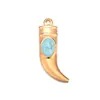 Nuevo Estilo de Lujo Ligero de Acero Inoxidable Transfronterizo Colgante de Cimitarra de Cuerno Incrustado con Piedras Multicolor Accesorios para Joyería DIY Collar