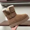 Botas de montar de caña media-alta Botas de nieve de suela gruesa del noreste para mujer 2026 nuevo estilo de invierno Botas largas cálidas de cuero y piel integrados
