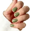 Peças de Unhas Artísticas para Comércio Exterior Mais Vendidas, Unhas Postiças Verde Feijão Simples, Unhas Usáveis Quadradas Europeias Curtas Frescas Pequenas Atacado