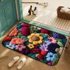 Alfombra de baño floral transfronteriza, cachemira sintética, resistente a la suciedad, alfombra absorbente para uso doméstico, fácil de limpiar, adecuada para la entrada de la ducha