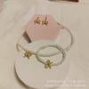 Conjunto de tres piezas de collar y pulsera con forma de gota de agua, estilo nicho, de lujo, con perlas de imitación y cuentas, estilo princesa con lazo y diseño sencillo para mujer.
