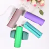 Bolsa cilíndrica de silicona para lápices, Bolsa de lápices portátil, Bolsa de almacenamiento de maquillaje con cremallera, Bolsa para lápices de estudiante con logo imprimible