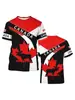 Camiseta 3D com Tema Canadense Transfronteiriço com Estampa de Folha de Bordo, Manga Curta Casual Soltinha para Homens e Mulheres