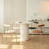 Silla de cuerno de arte de hierro nórdico, silla de comedor para el hogar, silla de maquillaje simple con respaldo, silla de escritorio, silla redonda pequeña informal de moda con cojín suave