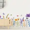 Papel Tapiz de Plantas y Flores, Pasto y Plantas Verdes, Pegatinas de Mariposas, Pintura Decorativa para Rodapié de Sala de Estar y Dormitorio en Casa, Pegatinas de Pared de PVC