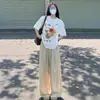 Camiseta Blanca de Algodón Puro de Manga Corta para Mujer 2026 Nueva Popular de Verano Estilo Americano Diseño de Hombro Caído Top de Media Manga