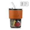 Taza de Bambú ins Vaso de Vidrio al por Mayor Valor de Color Alto con Tapa Vaso con Pajita Portátil Taza para Leche Taza para Estudiante