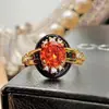 Anillo vintage de piedra Fanta con baño de oro de estilo industrial pesado francés, ágata negra, color antiguo.