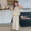 Traje de moda para niñas Verano 2024 Nueva muñeca Camisa Top Pantalones anchos Dos piezas Estilo occidental para niños Moda de verano